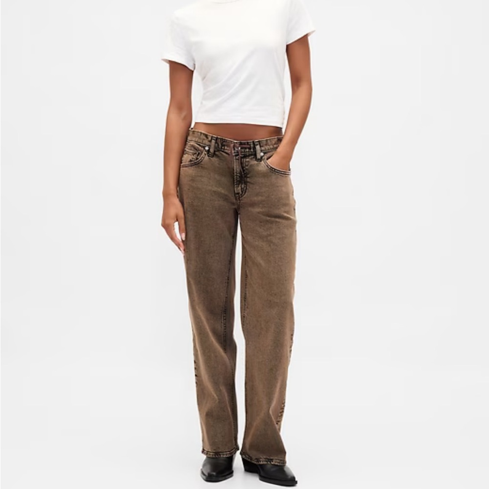 Gap Low Rise 90s Loose Jeans in Brown Acid Wash